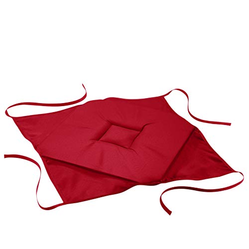 Douceur d'Intérieur - 1605160, Stuhlauflage Mit 4 Laschen, 36 X 36 X 3.5 cm, Essentiel, Polyester Unifarben, Rot von Douceur d'Intérieur