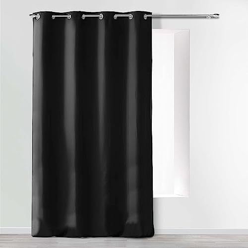Douceur d'Intérieur Absolu Ösenvorhang, Mikrofaser, einfarbig, Polyester, Polyester, Schwarz, 140 cm x 260 cm von Douceur d'Intérieur