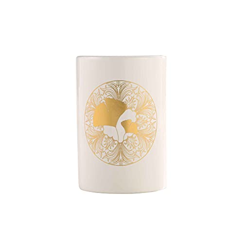 Douceur d'Intérieur Becher (0) 7,4 x 11,2 cm Keramik bedruckt Gold Ginkoblue von Douceur d'Intérieur