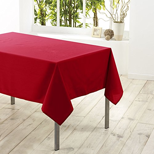 Douceur d'Intérieur CDaffaires Tischdecke, rechteckig, 140 x 200 cm, Polyester, unifarben, essenziell, Rot, Unité (Lot de 1) von Douceur d'Intérieur