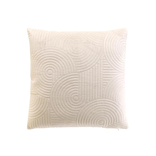 Douceur d'Intérieur Circles Kissenbezug (40 x 40 cm), Natur, einfarbiger Samt von Douceur d'Intérieur