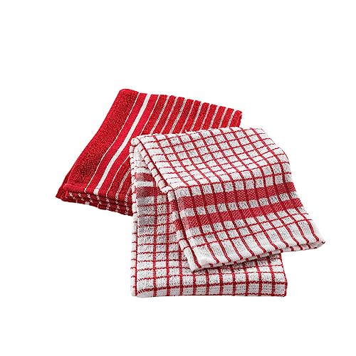 Douceur d'Intérieur Classico 2 Geschirrtücher (50 x 70 cm), Rot, Frottee von Douceur d'Intérieur