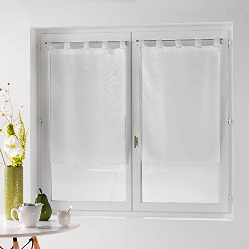 Douceur d'Intérieur 2 x 60 x 90 cm, Fadenvorhang Dandy, Weiß, Polyester, 60L X 90H cm (1 Panneaux) von Douceur d'Intérieur