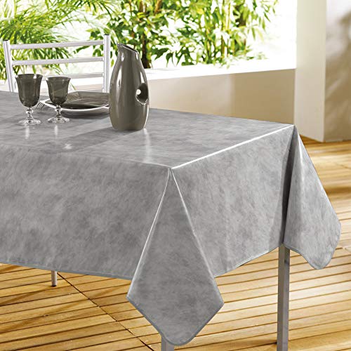 Decorline TISCHDECKE Bedruckt ÖLTUCH 140X240 Druck. Beton CIRE GRIS, Kunststoff, grau, 140x1x240 cm von Douceur d'Intérieur