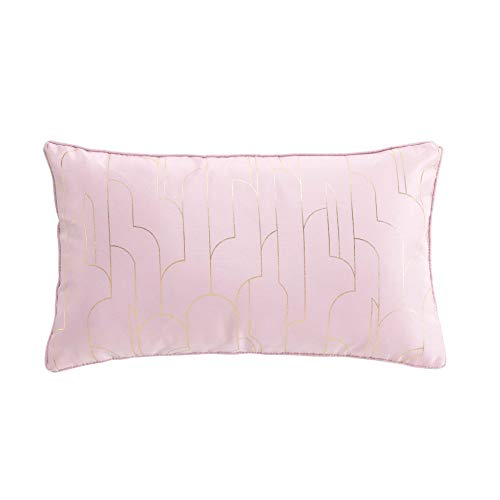 Douceur d'Intérieur, Domea Kissen mit abnehmbarem Bezug, 30 x 50 cm, Rosa/Gold, Polyester, Bedruckt mit Metallic von Douceur d'Intérieur