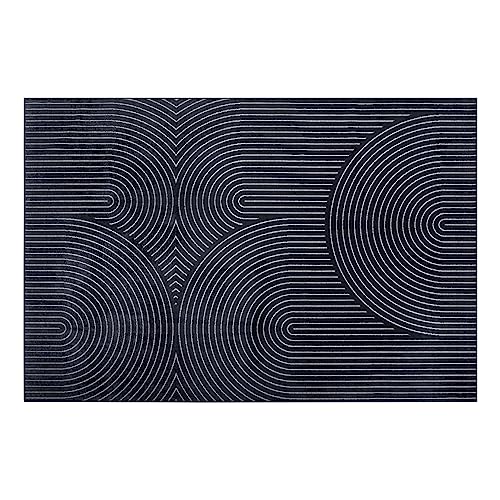 Douceur d'Intérieur Geode rechteckiger Teppich (140 x 200 cm), Anthrazit, Viskose-Relief von Douceur d'Intérieur