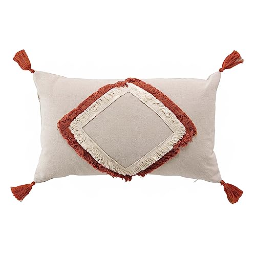 Douceur d'Intérieur Malory Kissen mit abziehbarem Bezug (30 x 50 cm), Terrakotta, einfarbig und Polycotton mit Muster von Douceur d'Intérieur