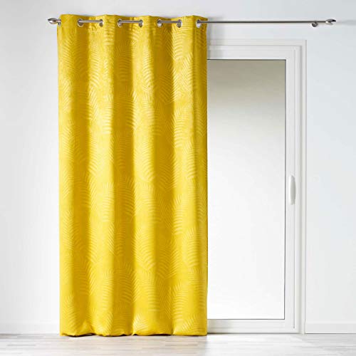 Douceur d'Intérieur Tropical Ösenvorhang, Polyester, gelb, 140 x 240 cm von Douceur d'Intérieur