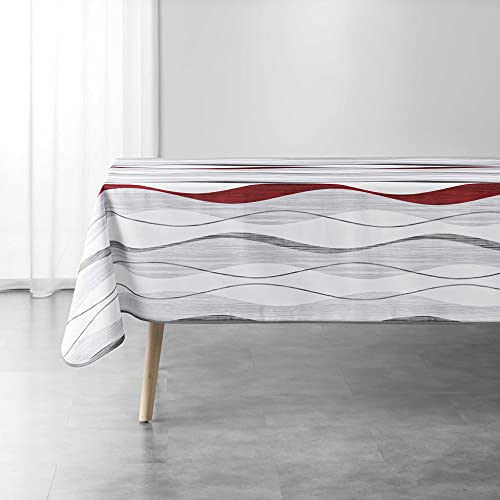 Douceur d'Intérieur ONDULYS Tischdecke, rechteckig, 150 x 240 cm, Weiß/Rot von Douceur d'Intérieur