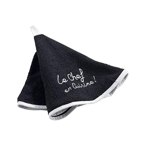 douceur d'Intérieur Handtuch, rund, 0 Stück, Bestickt, Baumwolle, Schwarz, 60 x 60 cm von Douceur d'Intérieur