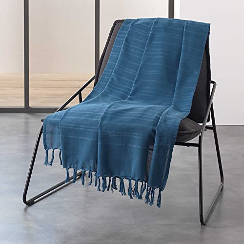 Douceur d'Intérieur Sesselüberwurf, Baumwolle, blau, 150 x 150 cm von Douceur d'Intérieur