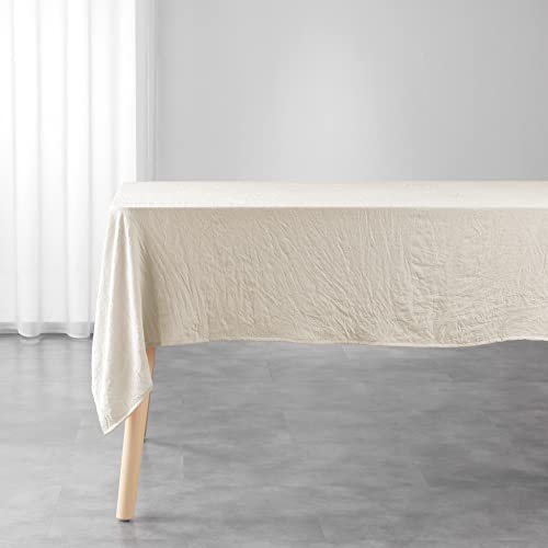 Douceur d'Intérieur Suzy Natural Tischdecke, rechteckig, 140 x 240 cm, Mikrofaser, gewaschen von Douceur d'Intérieur