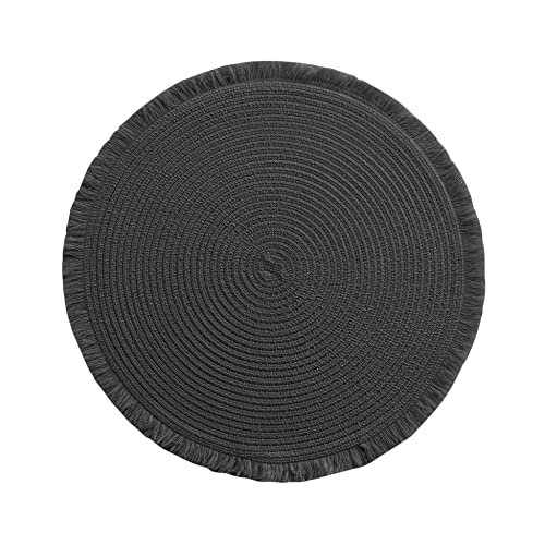 Douceur d'Intérieur Tischset (Durchmesser 38 cm) Falbala, schwarz, Polyester durchbrochen von Douceur d'Intérieur