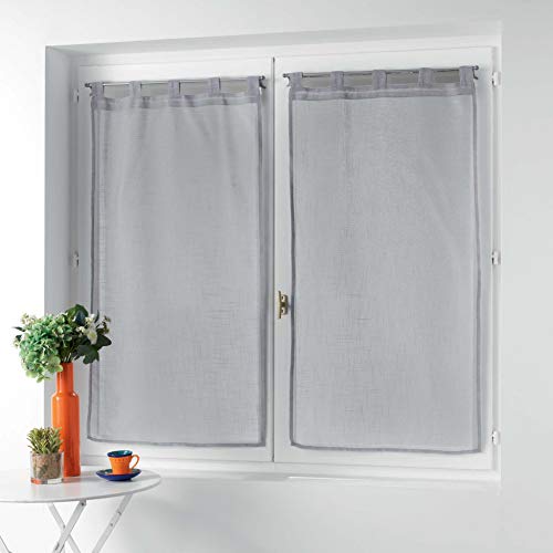 Douceur d'Intérieur Vorhänge mit Schlaufen, 2 x 60 x 90 cm, Leinenoptik, gewebt, Zazy Grau von Douceur d'Intérieur