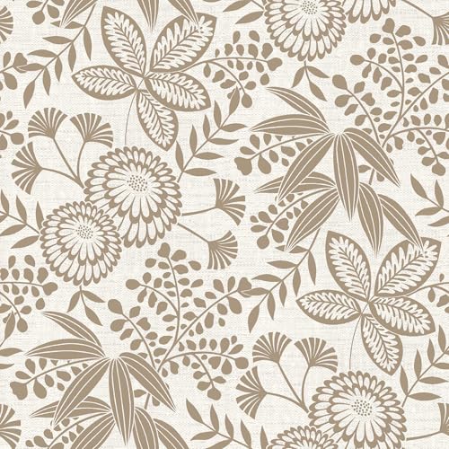 Douceur d'Intérieur Wachstuchs-Rolle (RLX 1,40 m x 20 m) Blumen, Taupe, PVC Bedruckt von Douceur d'Intérieur