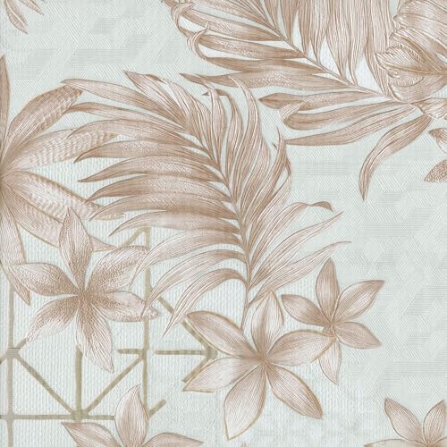 Douceur d'Intérieur Wachstuchs-Rolle (RLX 1,40 m x 20 m) Coconut Taupe, PVC Bedruckt metallic von Douceur d'Intérieur