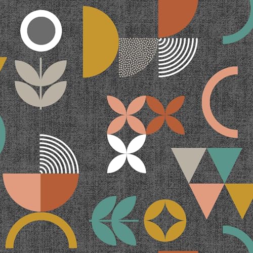 Douceur d'Intérieur Wachstuchs-Rolle (RLX 1,40 m x 20 m) Seveny Anthrazit, PVC Bedruckt von Douceur d'Intérieur