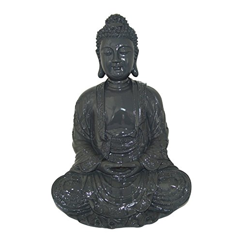 HOMEA 5dej1241gr Statue Zeichnung Buddha Polyresin grau 24,5 x 23,5 x 35,5 cm von Douceur d'Intérieur