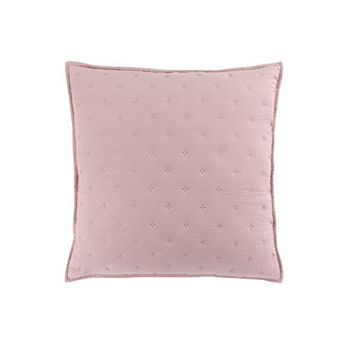 Douceur d'Intérieur Kissenhülle + Besatz 40 x 40 cm, Mikrofaser, zweifarbig, Mellow Chic Rosa/Weiß, 100% Polyester von Douceur d'Intérieur