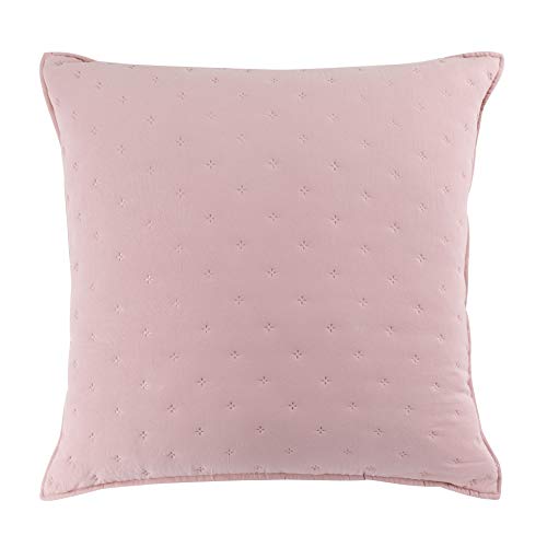 Douceur d'Intérieur Kissenhülle + Besatz 60 x 60 cm, Mikrofaser, zweifarbig, Mellow Chic Rosa/Weiß, 100% Polyester von Douceur d'Intérieur