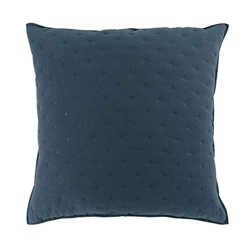 Douceur d'Intérieur Kissenhülle + Besatz 60 x 60 cm, Mikrofaser, zweifarbig, Mellow Chic blau/weiß, 100% Polyester von Douceur d'Intérieur