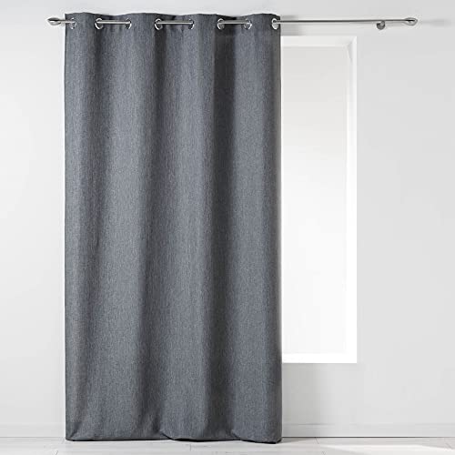 douceur d'Intérieur Ösengardine 140 x 260 cm Chambray Uni Newton, anthrazit von Douceur d'Intérieur