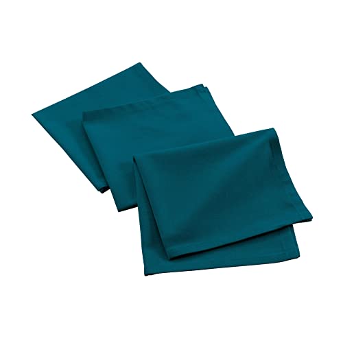 douceur d'intérieur, 3 Servietten (40 x 40 cm) Mistral Entenblau, recycelte Baumwolle von Douceur d'Intérieur