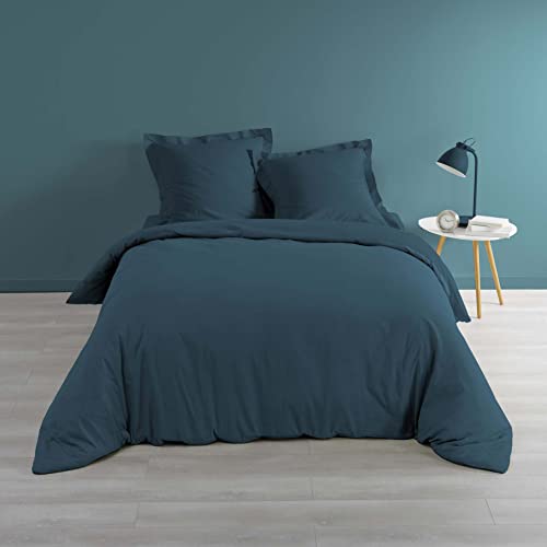 Douceur d'Intérieur Bettbezug für Doppelbett, 240 x 220 cm, Blau, 100% Baumwolle, Perkal von Douceur d'Intérieur