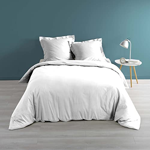 douceur d'intérieur, Bettbezug für Doppelbett, 260 x 240 cm, 100% Perkal-Baumwolle, Perkalin, Weiß von Douceur d'Intérieur