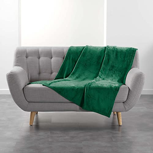 Douceur d'Intérieur, Decke, 125 x 150 cm, Grün, Flanell, einfarbig von Douceur d'Intérieur