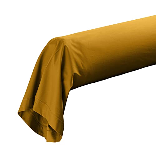 douceur d'intérieur, Kissenbezug für Nackenrolle, 85 x 185 cm, Perkal-Curry, 100% Baumwollperkal von Douceur d'Intérieur