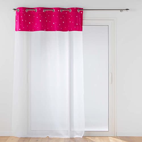 Douceur d'Intérieur, Ösenvorhang, 140 x 280 cm, Moonlight, Fuchsia, sandgestrahlt, Top Velours, Phosph von Douceur d'Intérieur