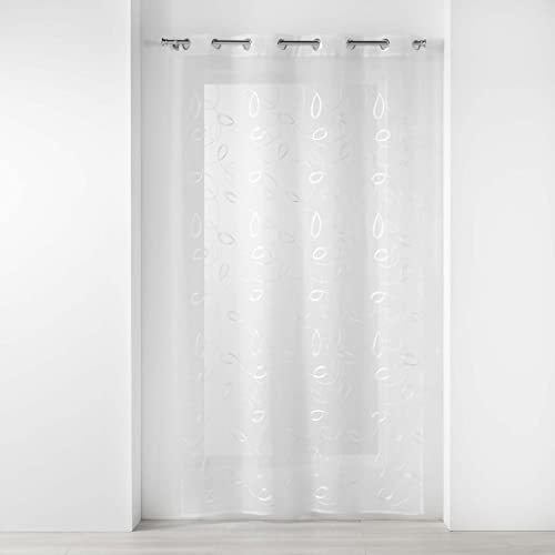 Douceur d'Intérieur, Ösenvorhang, 140 x 240 cm, sandgestrahlt, Bestickt, Weiß von Douceur d'Intérieur