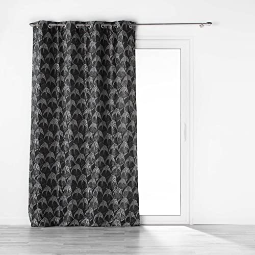 Douceur d'Intérieur, Ösenvorhang, 140 x 260 cm, Schwarz, Jacquard, Floriani von Douceur d'Intérieur