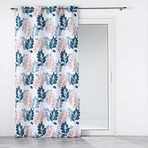 Douceur d'Intérieur, Vorhang mit Ösen, 140 x 260 cm, Weiß/Blau, bedrucktes Polyester, Belline von Douceur d'Intérieur