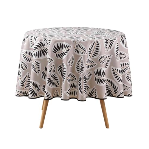 Douceur d'Intérieur Alma Tischdecke, rund (Durchmesser 180 cm), Schwarz, bedruckter Polyester von Douceur d'Intérieur