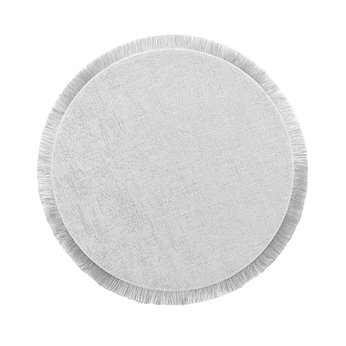douceur d'intérieur Joalie Tischset (Ø 38 cm), Silber, PVC mit Fransen von Douceur d'Intérieur
