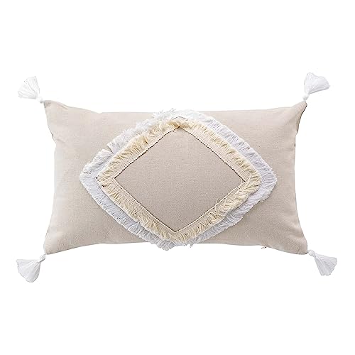 Douceur d'Intérieur Malory Kissen mit abziehbarem Bezug (30 x 50 cm), Weiß, einfarbig und Polycotton mit Muster von Douceur d'Intérieur