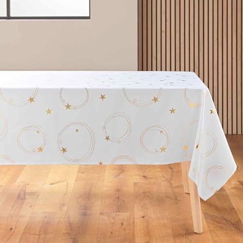 douceur d'intérieur Rechteckige Tischdecke, Weiss/Gold, 150 x 240 cm von Douceur d'Intérieur