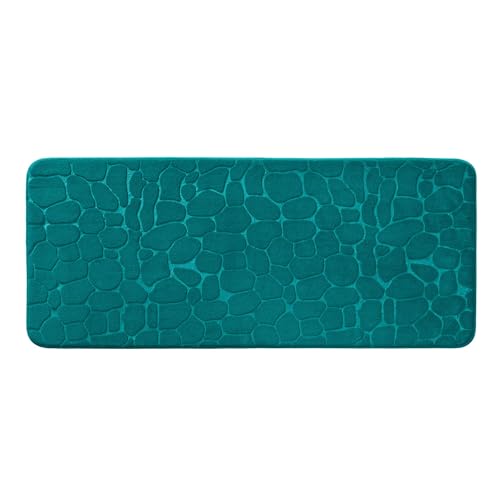 Douceur d'Intérieur Ricochet Badematte (50 x 120 cm), Blau/Smaragd, einfarbige geprägte Mikrofaser von Douceur d'Intérieur