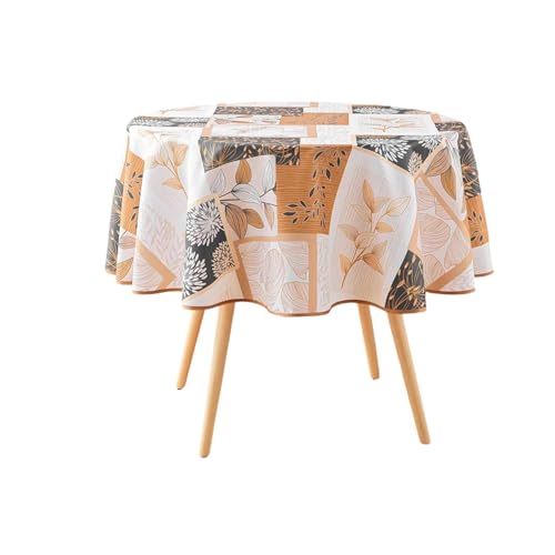 douceur d'intérieur Faya Tischdecke, rund (Ø 180 cm), Natur, bedruckter Polyester von Douceur d'Intérieur