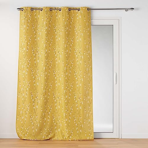 Douceur d'Intérieur Sakura Ösenvorhang (140 x 280 cm), Gelb, bedrucktes Polyester von Douceur d'Intérieur