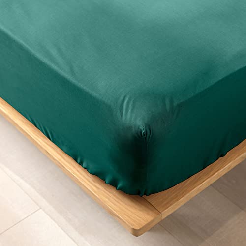 Douceur d'Intérieur Spannbettlaken für Doppelbett, Baumwolle, Smaragd, 140 x 190 cm von Douceur d'Intérieur