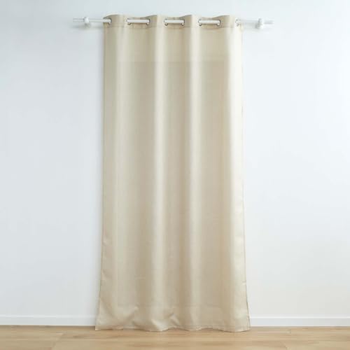 Douceur d'Intérieur Zeline Ösenvorhang (140 x 280 cm), Natur, einfarbiger Polyester und Metallic-Garn von Douceur d'Intérieur