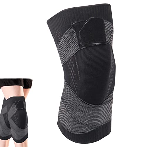 Douchi Sport-Kniebandagen - Verstellbare Kompressions-Kniemanschetten,rutschfeste Kniebandage zum Laufen, Kniekompressionsmanschette für Männer und Frauen von Douchi