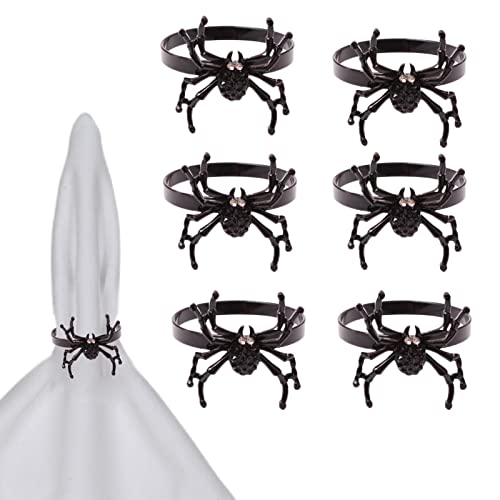 Spinnen Serviettenringe | 6 Stück Serviettenhalter aus Metall Spooky Spider Decor | Halloween-Küchendekoration, Tischdekoration, Esszimmerzubehör für Herbst, Herbst, Thanksgiving von Douchi