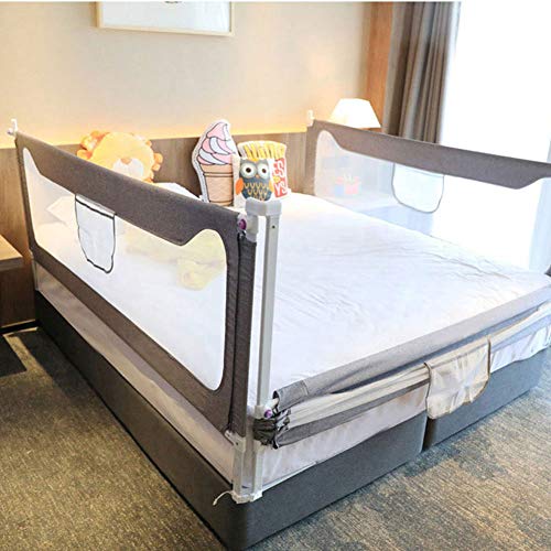 Bettgitter Bettschutzgitter Rausfallschutz für Baby, 120/150/180/200/220 cm, Kinder Bettgitter mit Rutschsicherer Halterung Extra Hohes, Klappbares Bettgitter für Betten & Boxspringbetten,220cm/86.6in von Douer