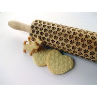 Paw Prägung Nudelholz. Dogie Pattern Gravierte Teigroller Mit Hunde-Fußabdruck Für Geprägte Kekse von DoughRoller