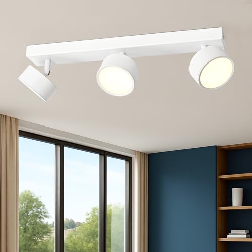 Doughelec Deckenlampe LED 3 Flammig Deckenleuchte Wohnzimmer - Deckenstrahler Deckenlampe Weiß 18W Warmweiß LED Deckenspot Modern Schwenkbar Lampe Strahler Wandlampe für Flur Schlafzimmer Küche von Doughelec