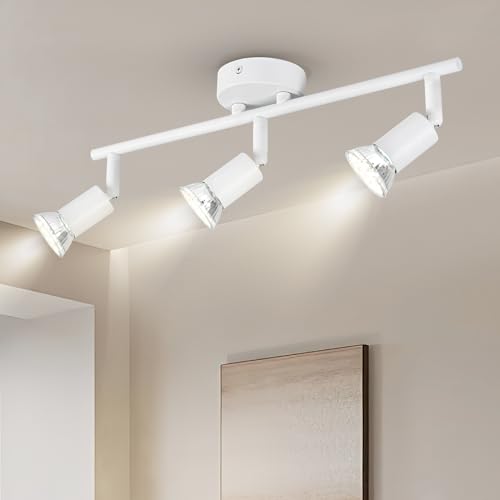 Doughelec LED Deckenstrahler 3 Flammig Weiß, Deckenleuchte Flurlampe Schwenkbar Deckenlampe Deckenspot GU10 Spots Modern Strahler Wandspot für Küche Wohnzimmer Schlafzimmer, Ohne Leuchtmittel von Doughelec